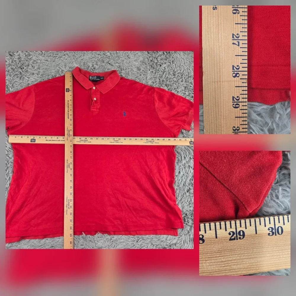 Polo Ralph Lauren Mens 2XL XXL Red‎ Short Sleeve Cotton Preppy Polo